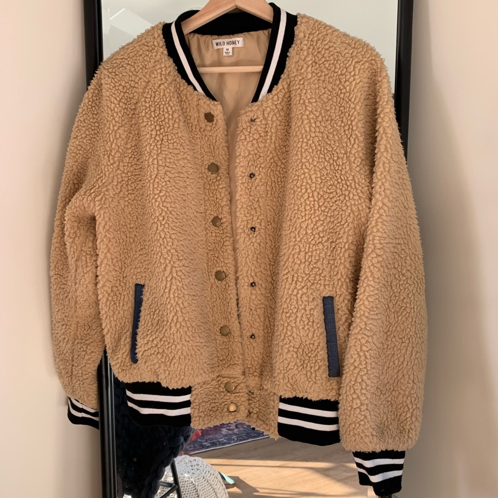 Wild Honey Varsity Sherpa Jacket
